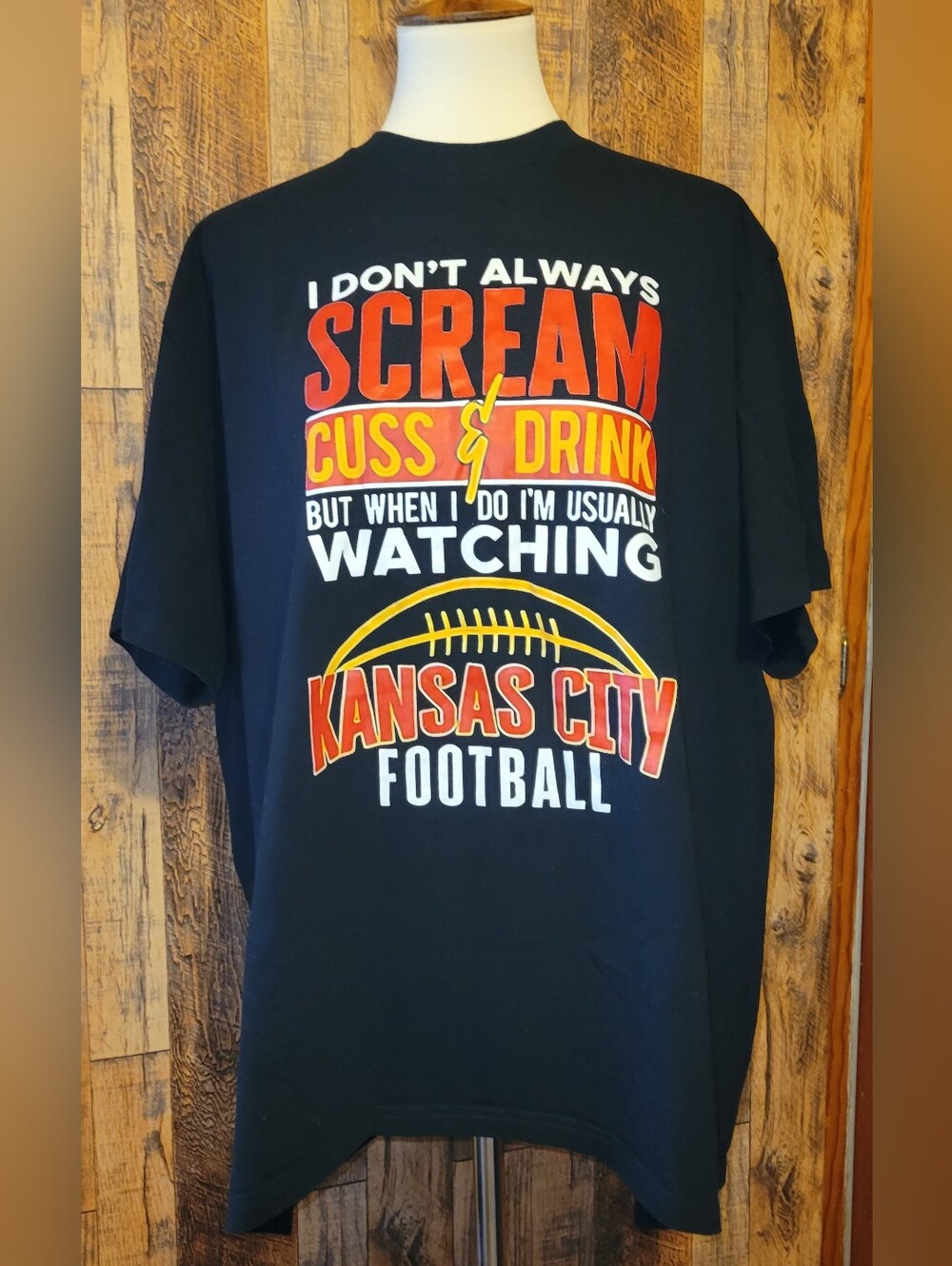 Kansas City Football Fan Tee - Black with Red & Yellow Graphics